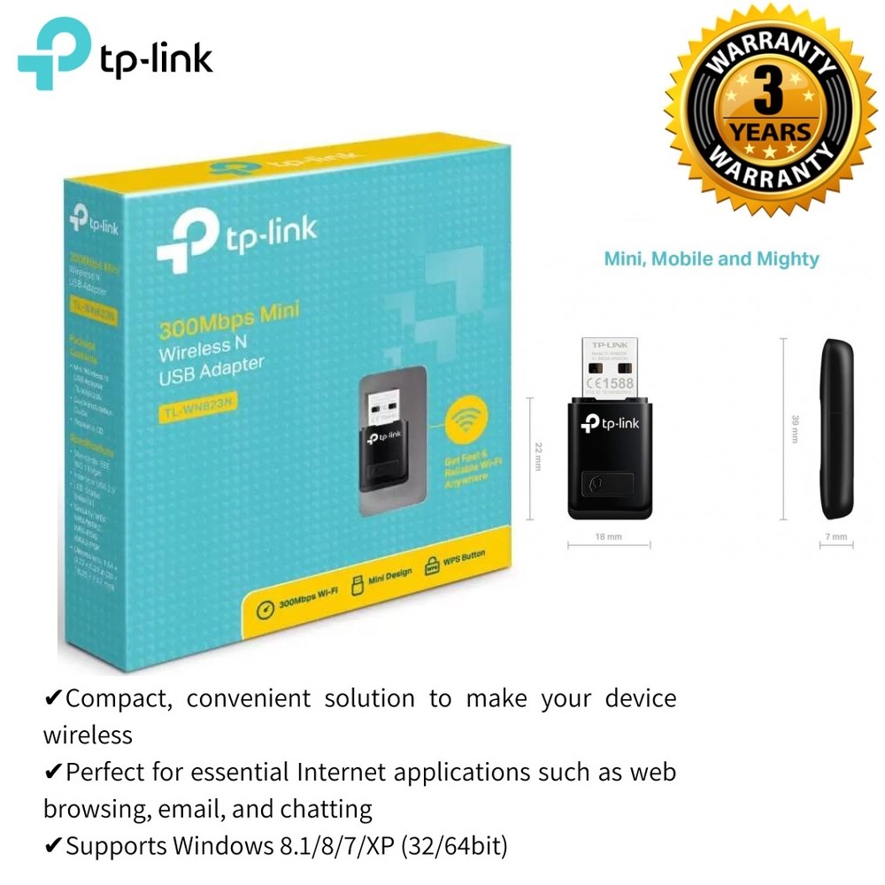 TP Link 300Mbps Mini Wireless N USB Adaptor TL-WN823N
