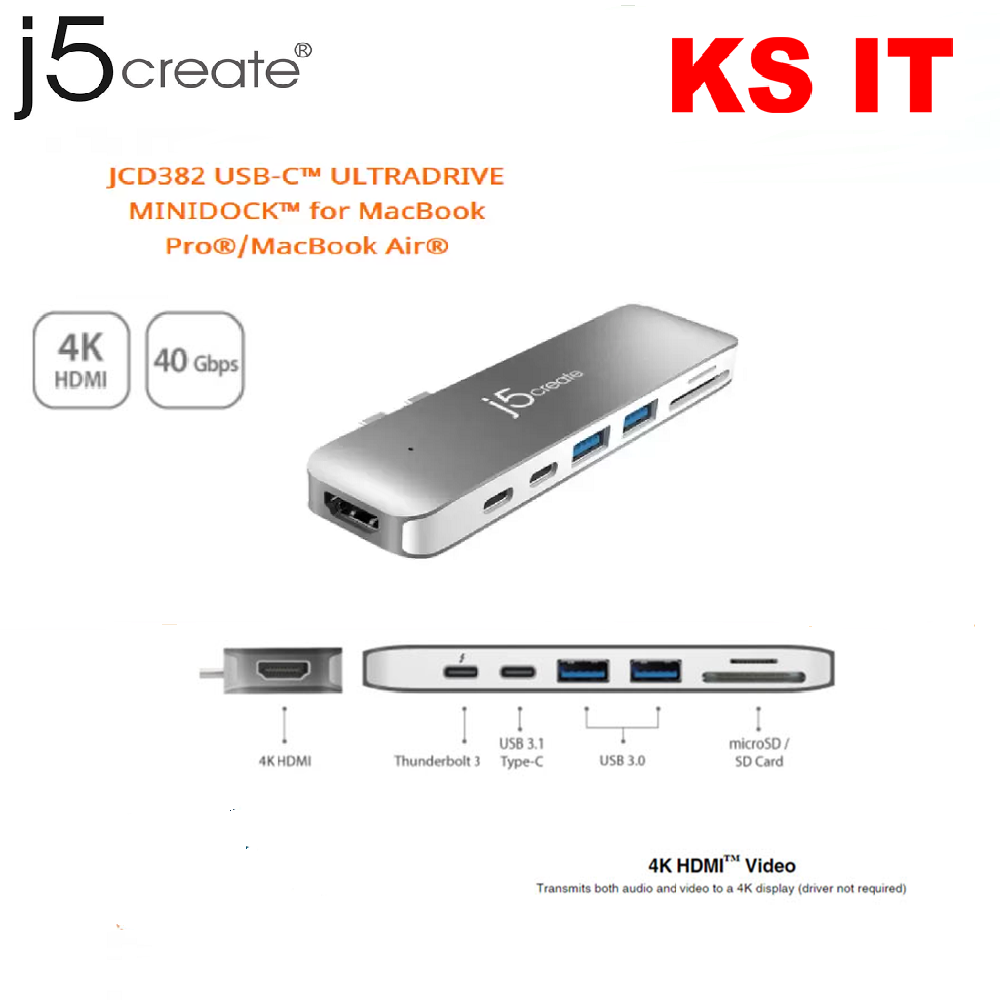 j5 create JCD382 JCD382 USB Type-C Mini Dock for MacBook Pro
