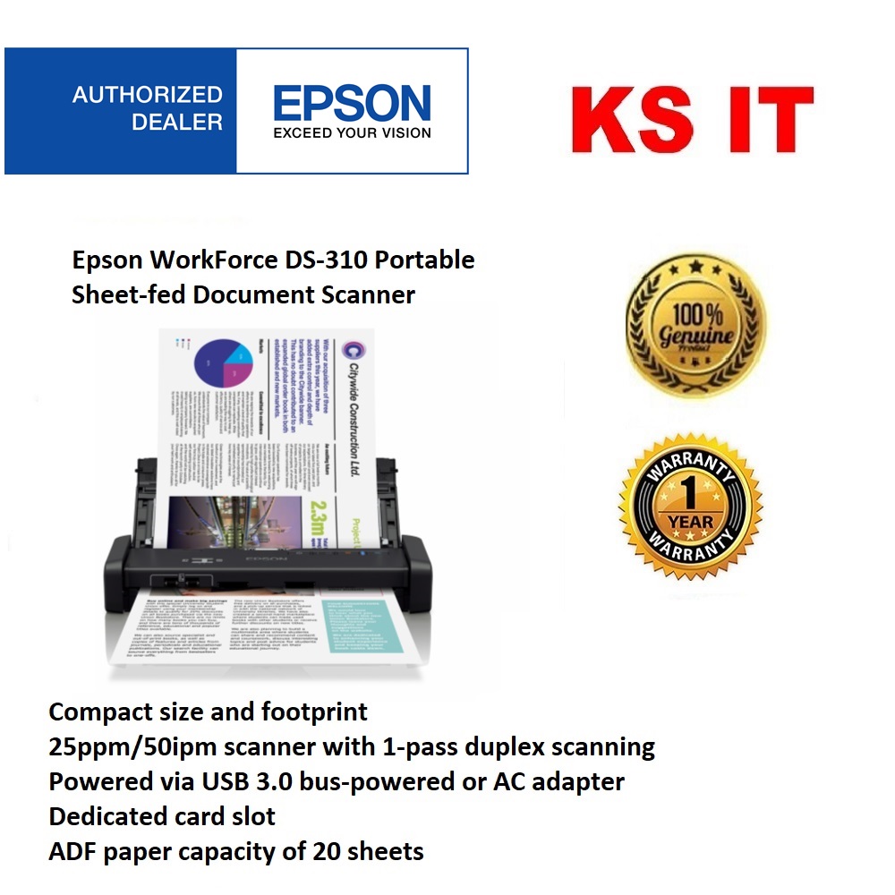 Epson WorkForce DS-310 Portable Document Scanner